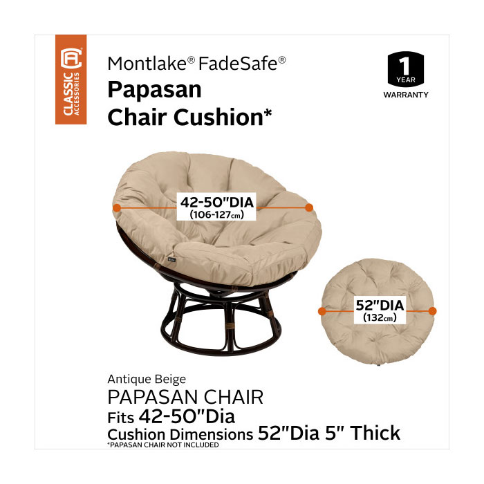 50 Inch Papasan Cushion, Antique Beige - Image 2